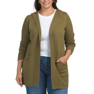 TAHARI Olive Plus Hooded Cardigan